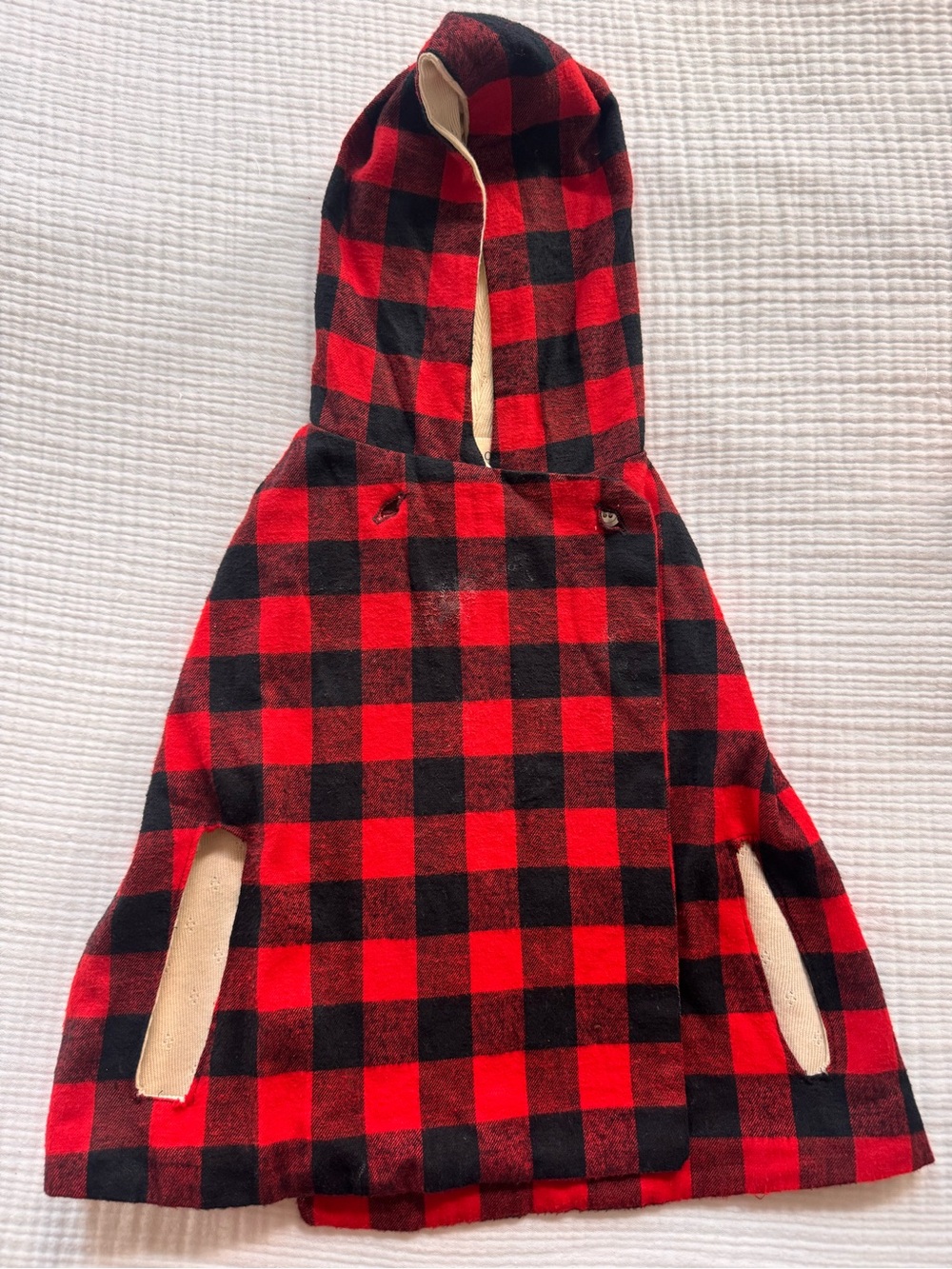 Mabo Red & Black Buffalo Plaid Kids Hooded Cape